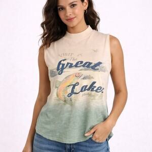 Anthro Pilcro Great Lakes Mock Neck Tank S Sleeveless Ribbed Casual Top